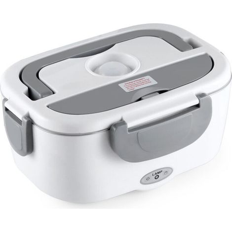 Boite à Lunch Eléctrique Boite à Repas Chauffante en Acier Inoxydable 12V-220V de Voiture Bureau Maison - Gris