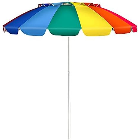 220 cm - Parasol de plage, résistant au vent, stable, UPF 50+, pliable à 30 °, coloré, 220 cm, Tropical (1/3)