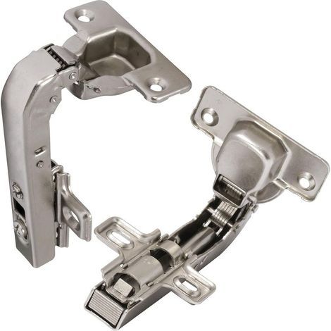 2 charnières Invisibles 90° clipsable - pour porte de meuble d'angle à une seule porte - avec amortisseur et clip - ouverture de montage 35mm-Autres (1/5)