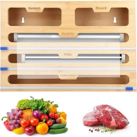 5 In1 film organisateur avec coupe et Labels feuille aluminium distributeur pour cuisine rangement organisation support (1/5)