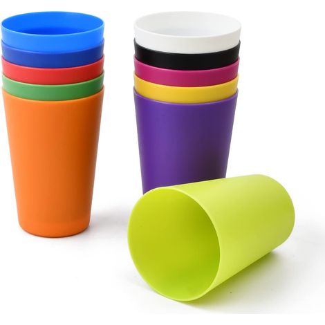 11 Pièces Gobelets Plastique Colorés, Tasses en Plastique Réutilisables 260 ml, Arc en Ciel Verre à Eau Empilables, Gobelet Plastiqu pour Enfant, Boisson Fête Camping (1/5)