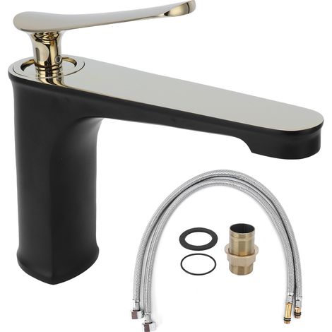 Robinet mitigeur salle de bains à un trou pour lavabo et vasque eau chaude froide hôtel maison G3/8 (1/5)