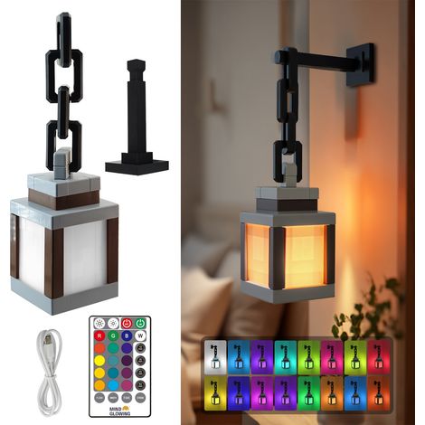Lanterne Pixel RGB – Lampe LED à 16 couleurs avec télécommande Veilleuse murale (1/5)