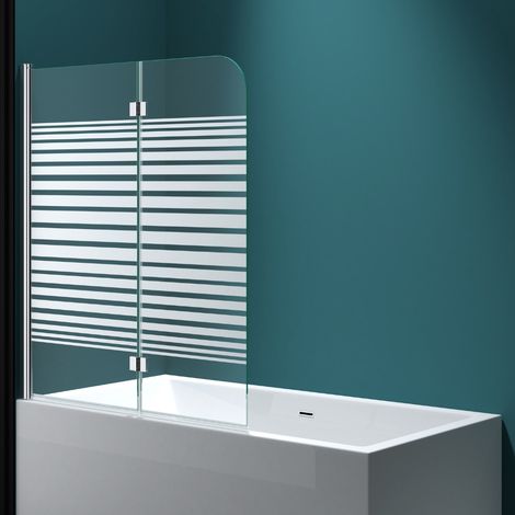 Durovin Bathrooms 1400 x 960mm Over Bath Shower Screen 180° Pivot Door Glass Panels & Screens for Baths, 6mm Toughened Safety Glass (1/5)