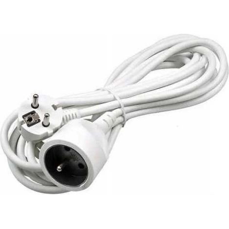 Rallonge - 1 Prise - 1,5 M - Câble H05VV-F 3x1 0 Mm² - Blanc - IP20 - Sans Interrupteur - 1 Pièce
