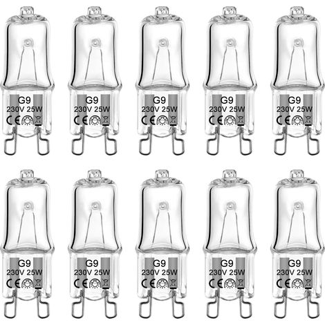 Halogène G9(10 Pièces) Ampoule G9 25W 230V Dimmable 2800K Blanc Chaud, Halogene Four Micro-ondes Lustre en Cristal, Paysage éclairage (1/5)