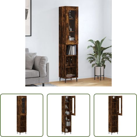 Hochregal - Highboard Räuchereiche 34,5x34x180 cm Holzwerkstoff (1/5)