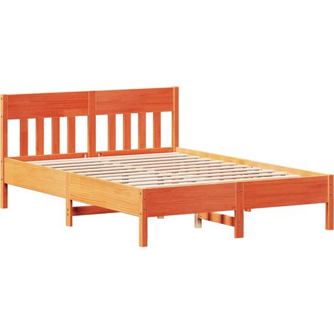 Maison Exclusive - Massivholzbett ohne Matratze Wachsbraun 120x19