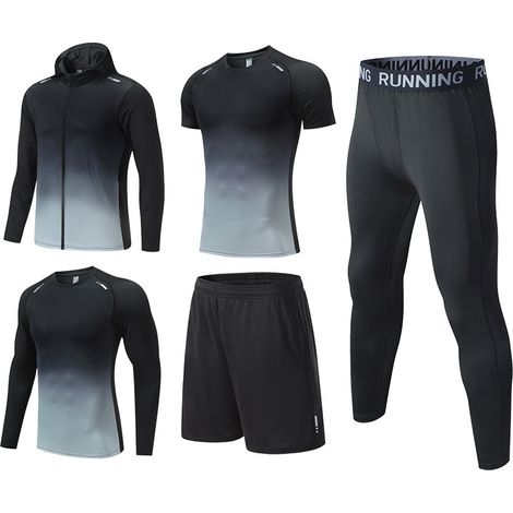 Ensemble sportif homme fitness 5 pièces vêtements running respirant séchage rapide basketball glace soie cyclisme pantalon compression