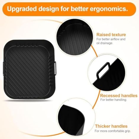 Lot de 2 moules pour friteuse à air chaud – Compatibles avec le panier double Philips Airfryer 3000 NA350, en silicone réutilisable, pour frites et légumes (3 L et 6 L). Lavables et sans BPA. (1/3)