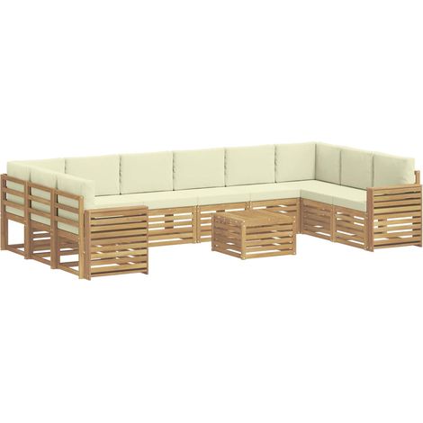 Conjunto de sofás de exterior 11 pcs Blanco y Crema vidaXL (1/5)