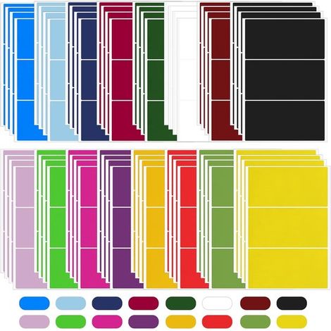 320 etichette rettangolari colorate per codifica, adesivi, 6,5 x 10,5 cm, 16 etichette di inventario colorate diverse, etichette nominative, etichette animate, etichette adesive colorate per ufficio (1/5)