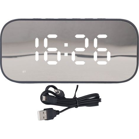 Réveil Radio Portable avec Bluetooth, Contrôle de Luminosité, Double Alarme et Haut-parleur pour Bureau Maison Noir (1/5)