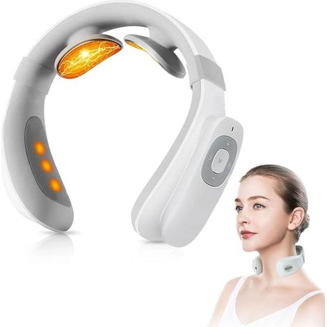 Massaggiatore per il collo, elettrico, portatile, riscaldato, massaggiatore elettrico intelligente, riscaldamento con elettrodi 3D, per uomo e donna, regalo/decorazione natalizia. (1/5)