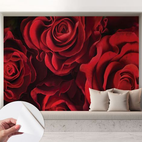 Tapete Selbstklebend - Wandtapete modern - Tapete mit Motiv - Tapete Schlafzimmer Rote Rosen 208x146 cm (1/5)