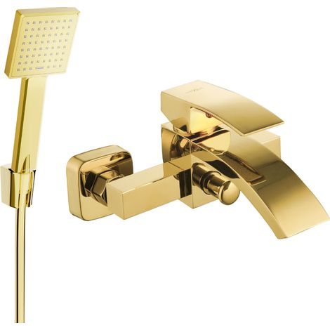 Mexen Libra R45 rubinetteria per vasca con set doccia, oro - 74513R45-50 (1/3)