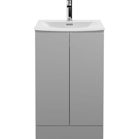 Hudson Reed Urban Floor Standing 2-Door Vanity Unit with Basin 4 Satin Grey - 500mm Wide (1/5)