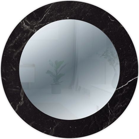 Lupia - Specchio da Parete Rotondo, MIRROR FANTASY MARMO NERO, Cornice Stampata in Legno, Design Moderno, Ideale per Camera da Letto e Ingresso, diametro 65 cm (1/4)