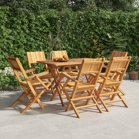 Lot de 6 Chaises de jardin pliantes Fauteuils de Jardin 55x61x90 cm bois massif teck 57532 (1/4)