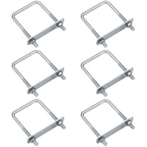 6 Pieces U-Bolts, M6 U-Bolts, Stainless Steel U-Bolts with Nut Washer Plates, Clamping Bolts Fastener for Pipe Fixing (Right Angle 80x50mm) (1/4)