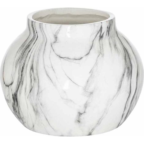 Marble Planter - Ceramic - L26 x W26 x H20 cm - Grey/White