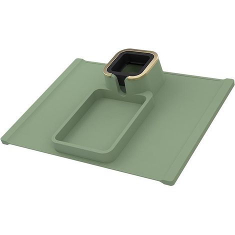 Lot en silicone antidérapant pour canapé, plateau inclinable anti-renversement, solide et lesté, support pour télécommande, snacks et téléphone, porte-gobelet de bras de canapé, vert (1/5)