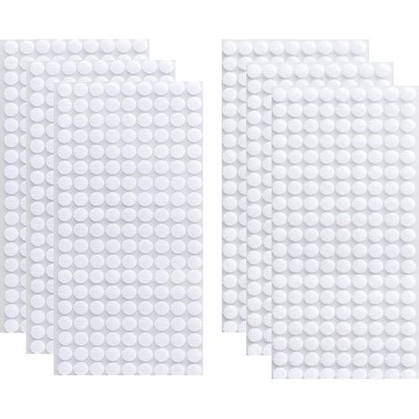 Lot de 500 pastilles adhésives auto-agrippantes blanches (10 mm), rondes, autocollants velcro pour fixation légère, idéales pour bricolage et organisation (1/5)