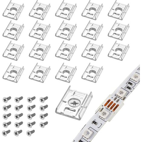 100 supports de fixation pour ruban LED, compatibles avec les rubans lumineux, fixations étanches pour ruban LED de 10 mm de large (vis de 10 mm incluses). (1/5)