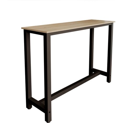 Tavolo alto  Gambe in metallo  140x100x40cm  Barra da cucina  Modello Ani  Nero e Sonoma