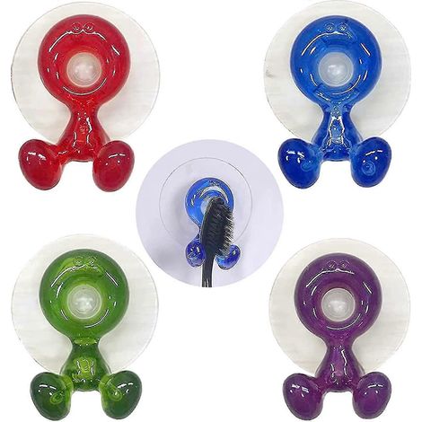 Porte-brosse à dents à ventouse, lot de 4, fixation murale, antibactérien, pour salle de bain (b) (1/5)