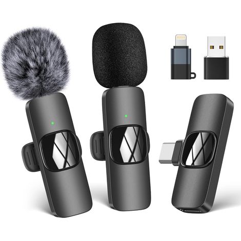 Microfono Lavalier wireless per iPhone/telefono Android/laptop, microfono a bavero USB C per registrazione video, vlogging, TikTok, YouTube, cancellazione del rumore, microfono con clip plug-play