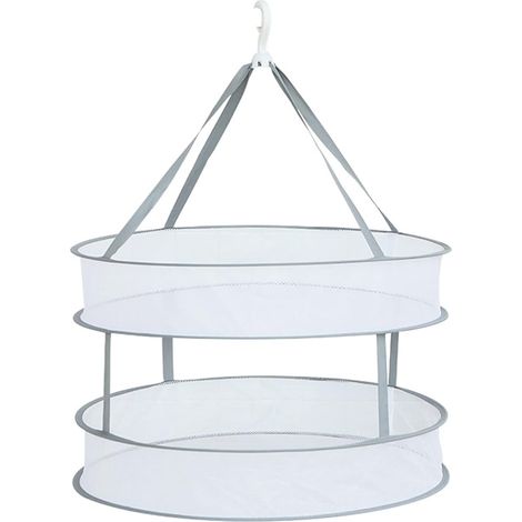 Panier de séchage double pliable - 60cm de diamètre, séchoir à linge suspendu Tier de séchage en maille pliable Panier de séchage pliable pour pulls, panier suspendu pour maillots de bain délicats
