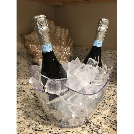 1 Seau à glace, plastique transparent, grande capacité, poignées intégrées, pour vin champagne bière, intérieur extérieur (1/5)