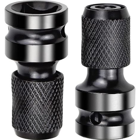 Steckschlüssel-Adapterset – Umrüstsatz für Schlagschrauber von 1/2"-Vierkantantrieb auf 1/4"-Antrieb mit Schnellverschluss – 2-teilig (1/4)