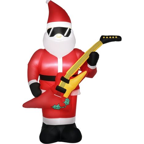 Babbo Natale gonfiabile da esterno con chitarra e LED 140 x 75 x 215 cm HOMVRA (1/5)