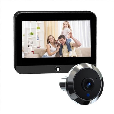 Sonnette vidéo HD 4,3 pouces Tuya avec télécommande Wi-Fi et batterie rechargeable intégrée de 5000 mAh (1/5)
