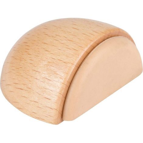 Decorative semi-circular adhesive floor stop in wood with an oak finish and beige rubber - Protects against impacts from walls and furniture - Ø 45 x 25 mm (1/4)