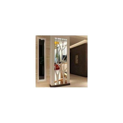 Miroir mural autocollant 3D argent 100x28cm – Acrylique léger – Décoration intérieure pour salon et chambre – Facile à repositionner (1/3)