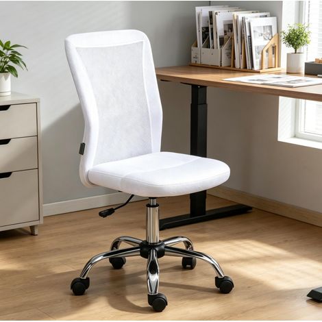 Chaise de bureau ergonomique 43x58x90-100 cm maille blanche réglable en hauteur - CHICFURN (1/5)