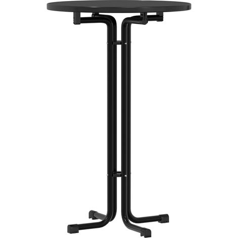 Table de bar noir Ø70x110 cm bois d'ingénierie et acier (1/5)