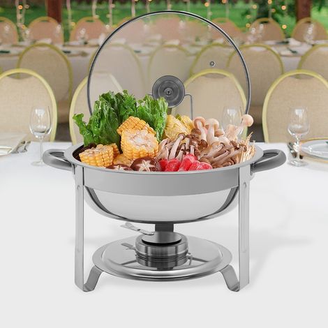 5 litres, plateau isotherme en acier inoxydable, réchaud rond, récipient isotherme, réchauffeur alimentaire, récipient isotherme rond, adapté aux buffets de restaurant. (1/5)