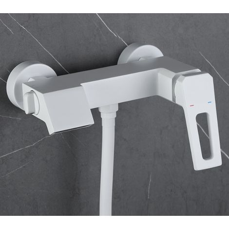 Bathroom Faucet - Single Lever Shower Faucet with Integrated Check Valve - White (1/5)