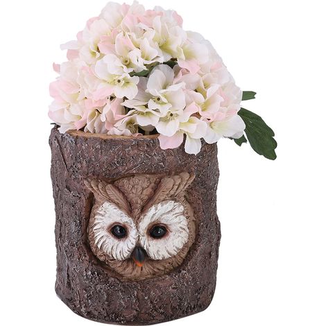 Éclairage décoratif solaire en résine simulée, hibou, éclairage décoratif de jardin avec fleur, ornement décoratif (1/5)