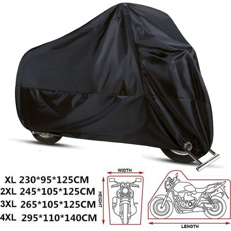 Housse de moto résistante à l'hiver, bâche de moto 210D housses de protection en tissu épais, 3XL- (1/5)
