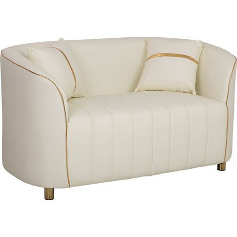 Sofá de piel sintética beige 137x72x76h cm