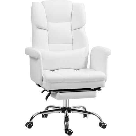 JSSEVN - Ergonomischer Bürostuhl, höhenverstellbar, mit Fußstütze und verstellbarer Rückenlehne, weiß (1/5)