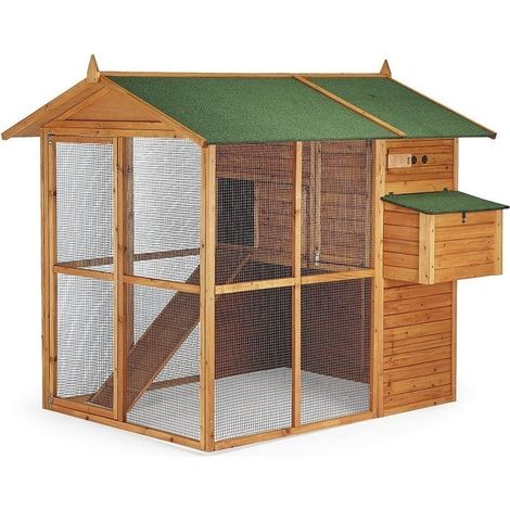 Casetta in Legno per Galline a Due Piani con Tetto. Include Nidi e Ponedero Nella parte Superiore con Porta d'accesso