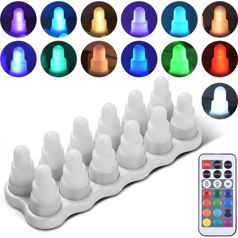 Lot de 12 Bougies LED Sans Flamme avec Télécommande, Batterie Rechargeable USB, 7 Luminosités et 4 Modes, Décoration Fête Mariage (1/2)