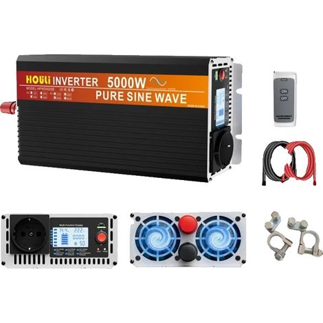 Onduleur à onde sinusoïdale pure, 12V 24V DC vers AC 220V convertisseur de fréquence, 5000W-12V-220V-50HZ (1/2)