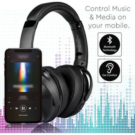 V-TAC Kabellose Bluetooth-Kopfhörer mit drehbarem Kopf, 500 mAh, Farbe Schwarz, mit Etui (1/5)